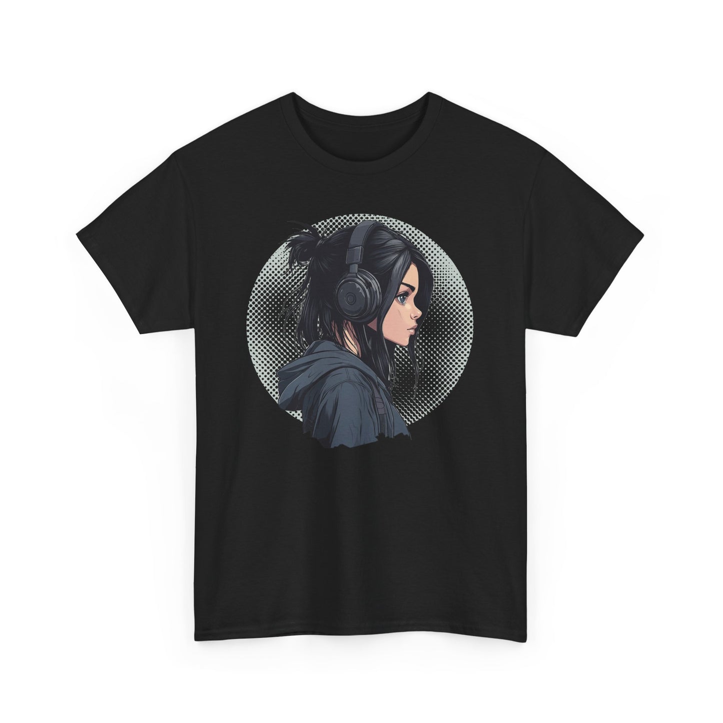 Music Lover Anime Girl, Graphic Tee, Sound Enthusiast Gift, Headphone T-Shirt, Fun Music Shirt, Trendy Music Top