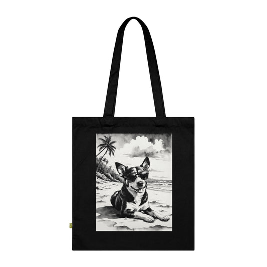 Cool Beach Dog Sweatshirt Baumwolltasche Lustiges Hundemotiv mit Sonnenbrille für Sommer Vibes Geschenk für Hundeliebhaber