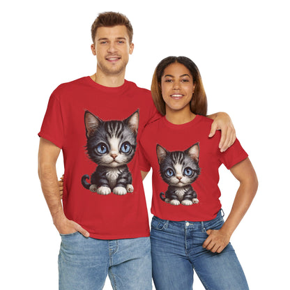 Cat Lover T-Shirt, Cute Kitten Graphic Tee, Animal Print Top, Blue Eyed Cat Shirt, Pet Owner Gift