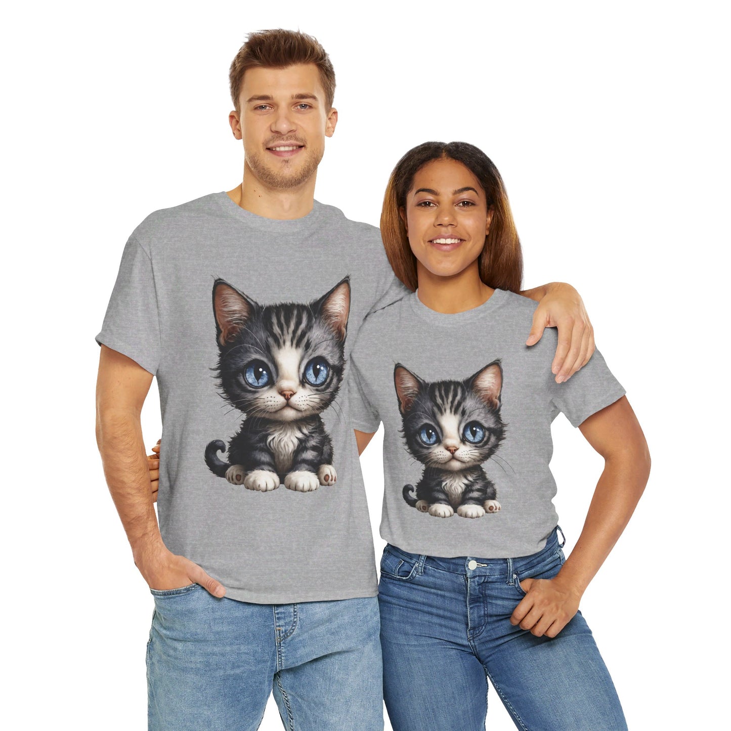 Cat Lover T-Shirt, Cute Kitten Graphic Tee, Animal Print Top, Blue Eyed Cat Shirt, Pet Owner Gift