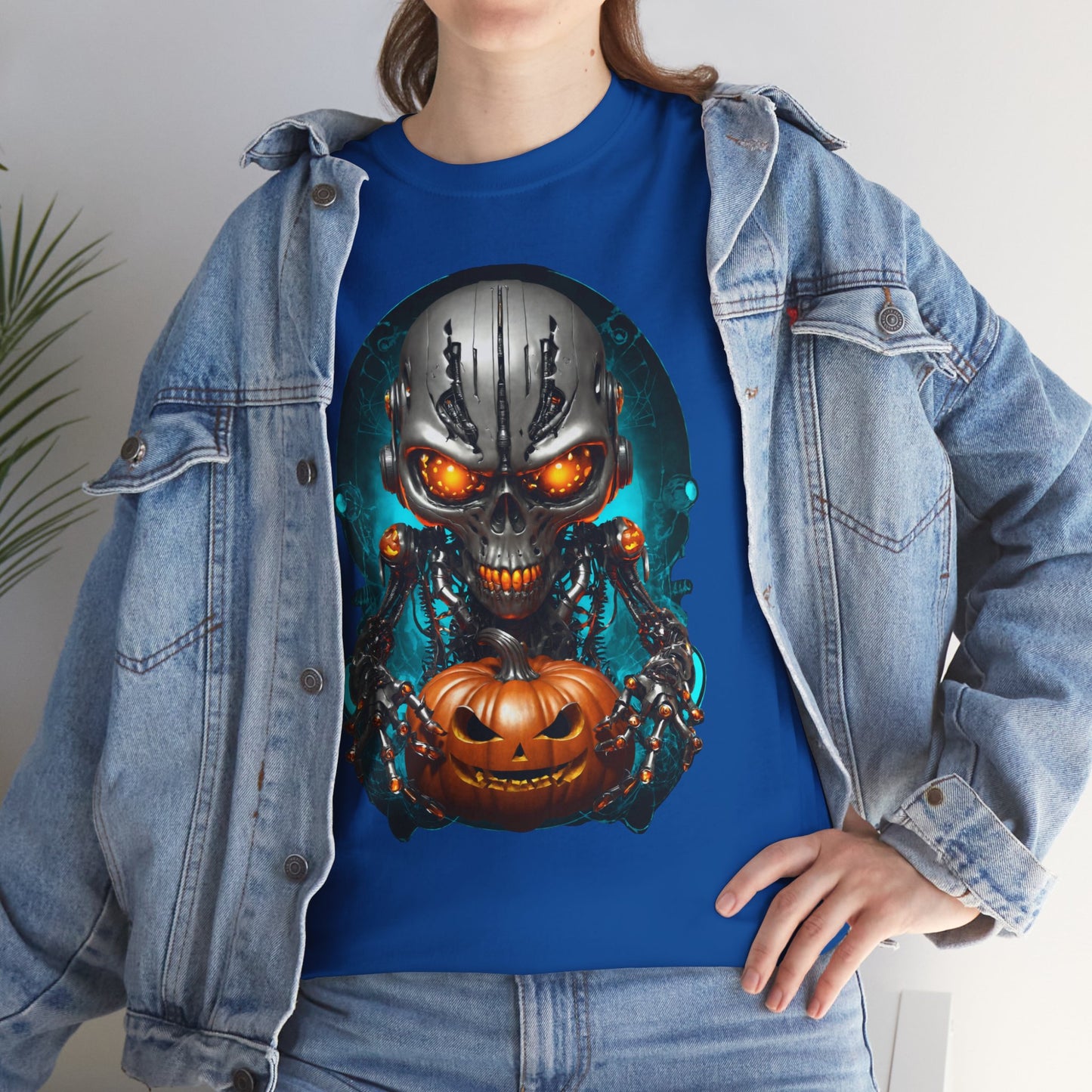 Halloween Pumking Cyborg T-Shirt, Halloween Tee, Unisex Shirt, Pumpkin Design Shirt, Halloween Costume