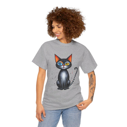 Cat Lover T-Shirt, Feline Graphic Tee, Multicolor Kitten Print Top, Animal Theme Shirt, Cat Enthusiast Clothing