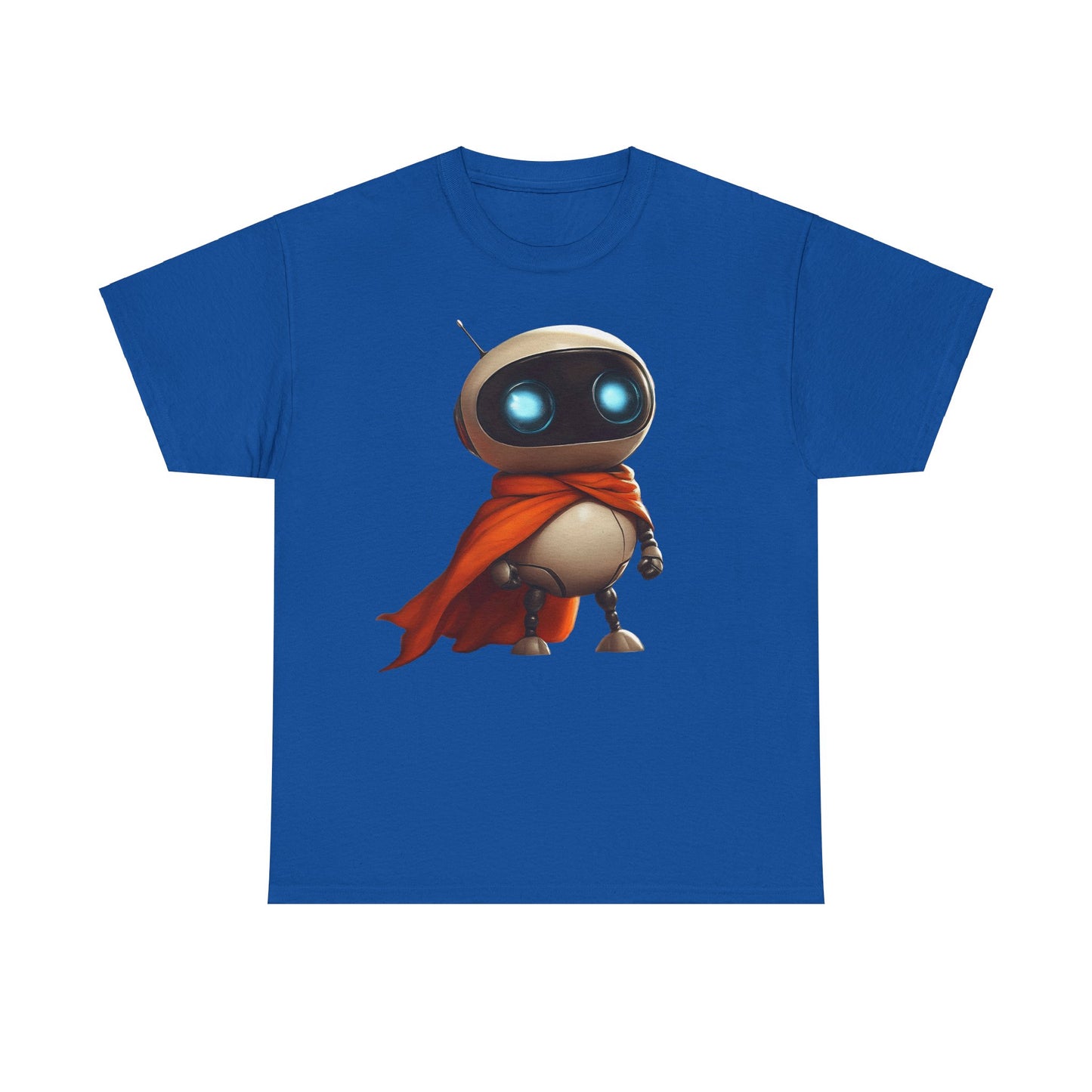 Süßer Roboter T-Shirt mit Umhang / Sci-Fi Cartoon Roboter Grafik Tee / Lustiges Unisex Shirt für Tech-Liebhaber