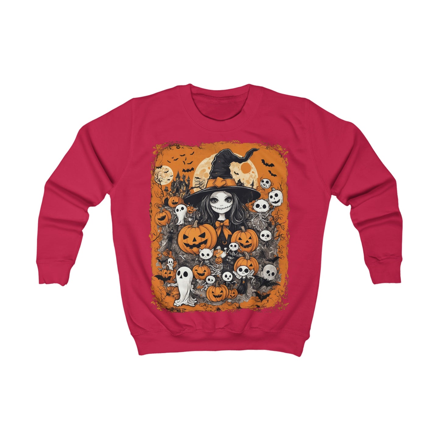 Kids Sweatshirt, Halloween Costume Witch Pumkins, Halloween Outfit for Kids, Spooky Children's Pullover, Trick or Treat Sweater, Fall