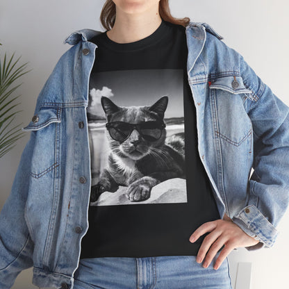 Cool Beach Cat T-Shirt, Sunglasses Cat Jumper, Summer Kitten Crewneck, Funny Animal T-Shirt, Beach Vibes T-Shirt, Cat Lover Gift