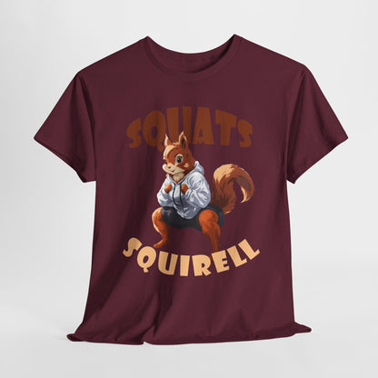 Squats Squirell T-Shirt - Lustiges Cartoon T-Shirt für Fitness-Enthusiasten und Katzenliebhaber