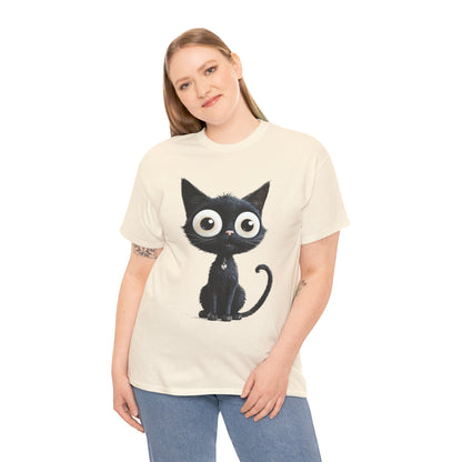 Cat Lover T-Shirt, Cute Kitty Tee, Adorable Feline Shirt, Big Eyed Cat Top, Animal Graphic Tee for Pet Owners