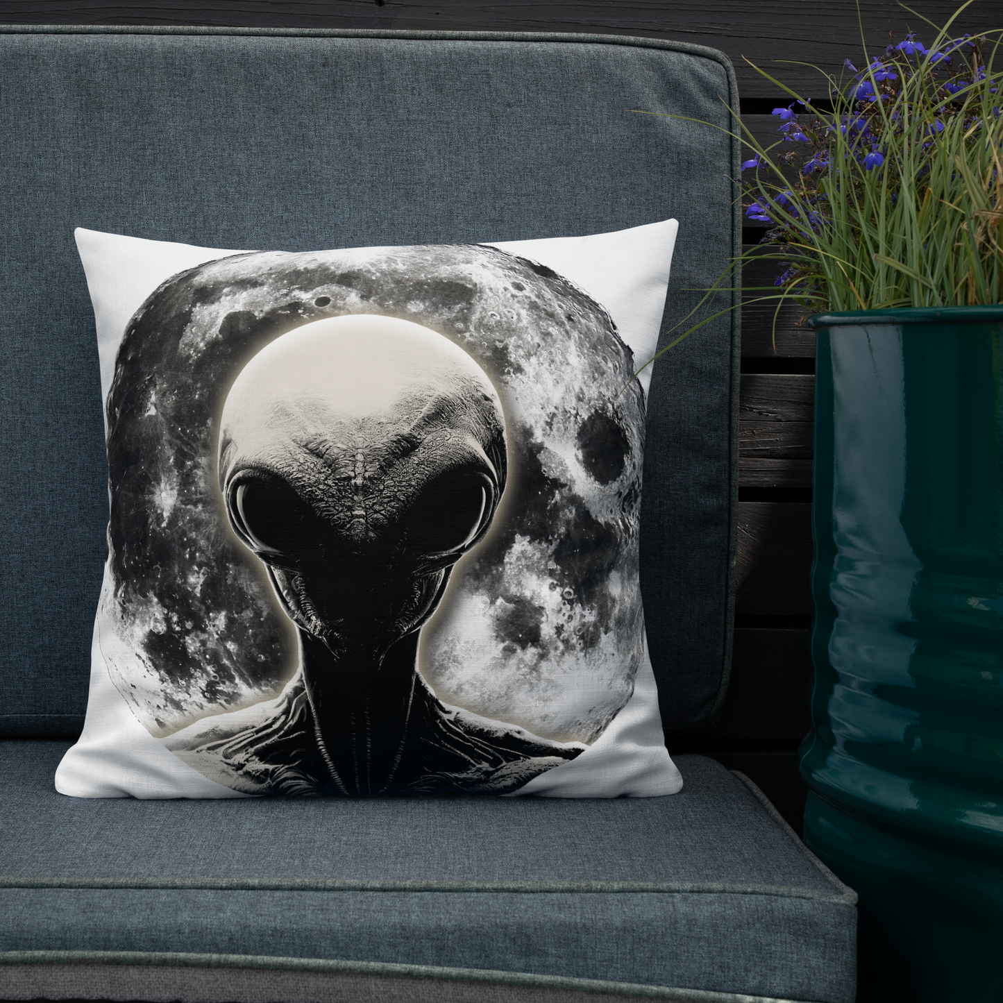 Alien & Ufo Premium-Kissen, Geschenk, Accessoire, Ein mystisches Kunstwerk für Sci-Fi- und Alien-Fans