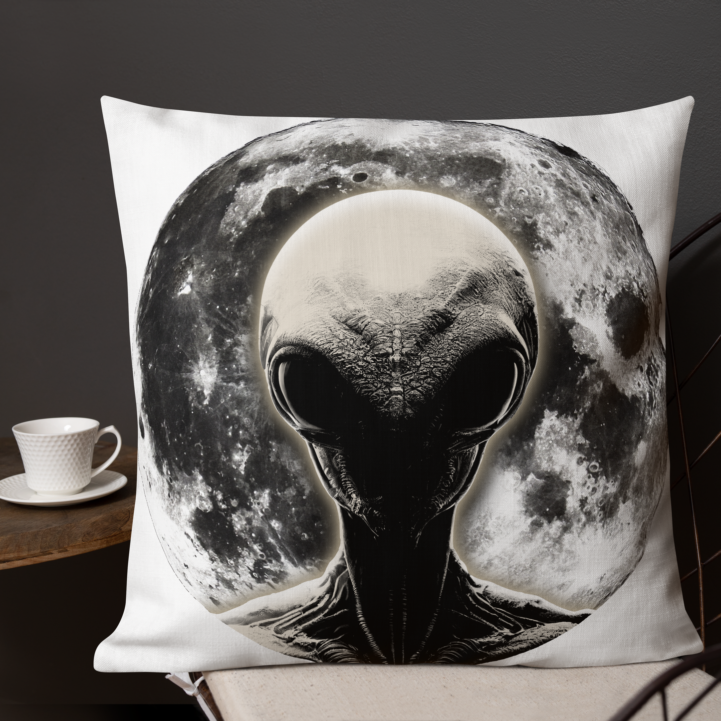 Alien & Ufo Premium-Kissen, Geschenk, Accessoire, Ein mystisches Kunstwerk für Sci-Fi- und Alien-Fans