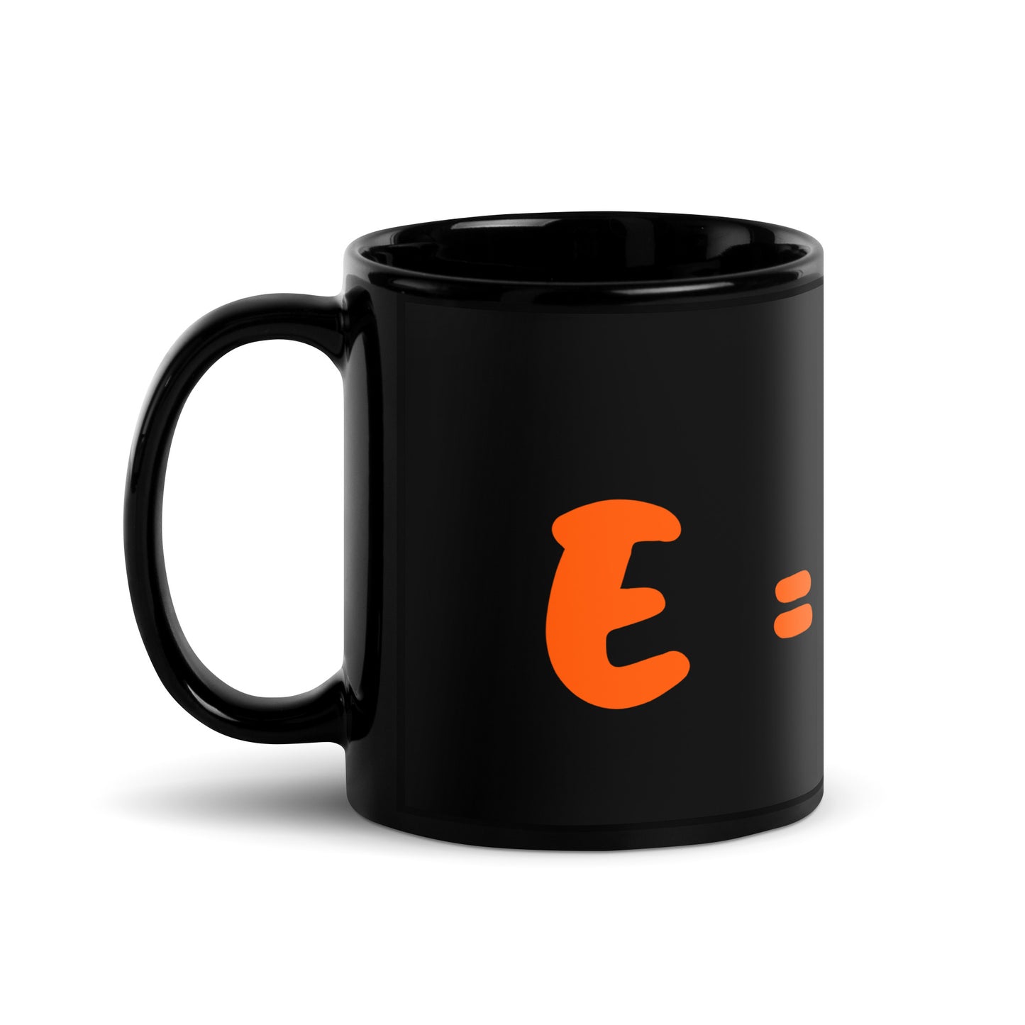 Schwarze glänzende Tasse "E=mc²"