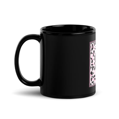 Schwarze glänzende Tasse Leopard Design "Leo Cat"