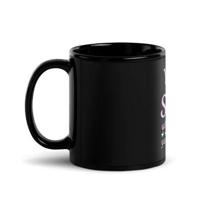 Schwarze glänzende Tasse "You leave a little Sparkle wherever you go"