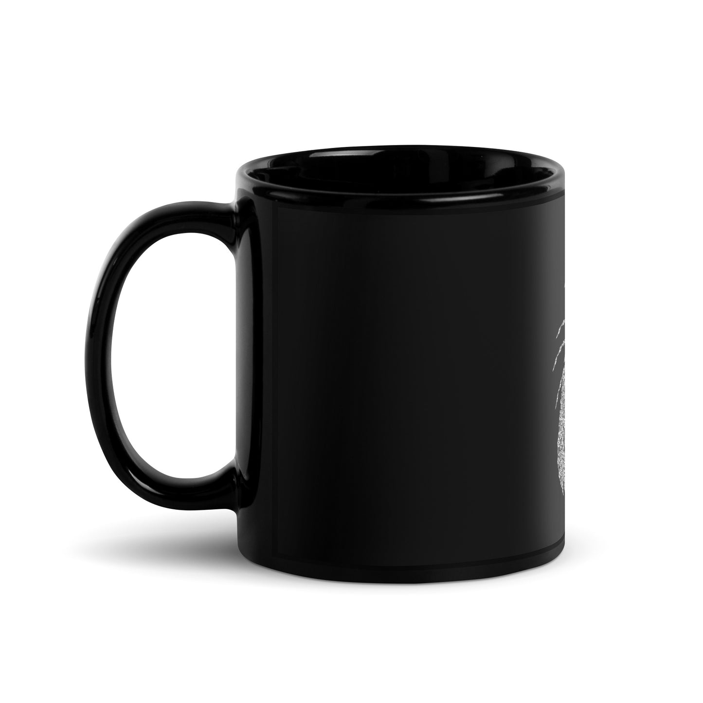 Schwarze glänzende Tasse "Drache mit nordischen Ornamenten Kalligraphie"