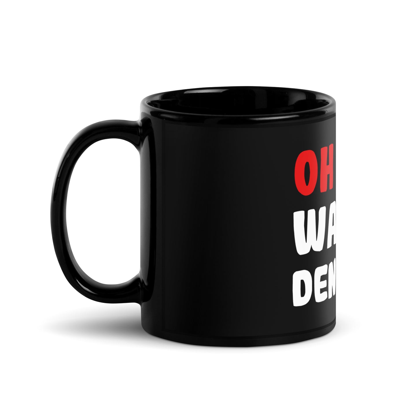 Mug noir brillant "Oh mec ! Que se passe-t-il ?"