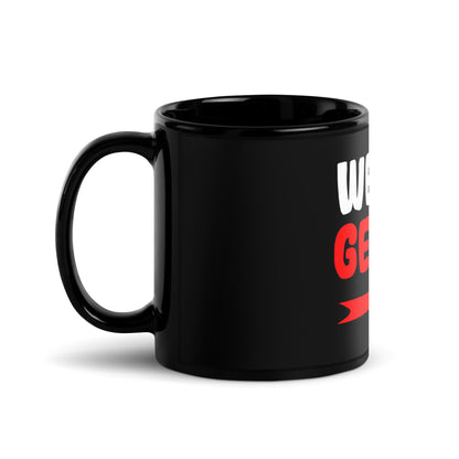 Schwarze glänzende Tasse "Weitergehen!"