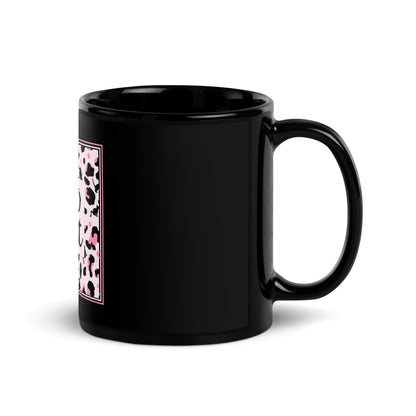 Schwarze glänzende Tasse Leopard Design "Leo Cat"