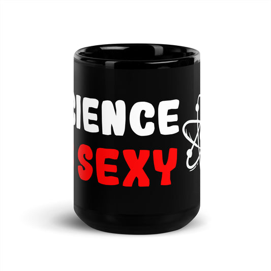 Schwarze glänzende Tasse "Science is sexy"