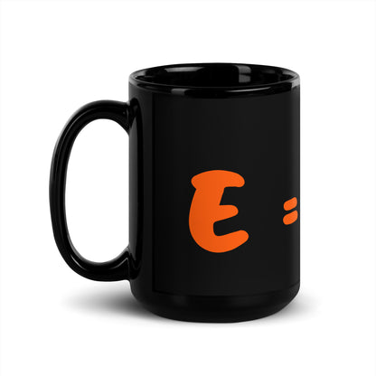 Schwarze glänzende Tasse "E=mc²"