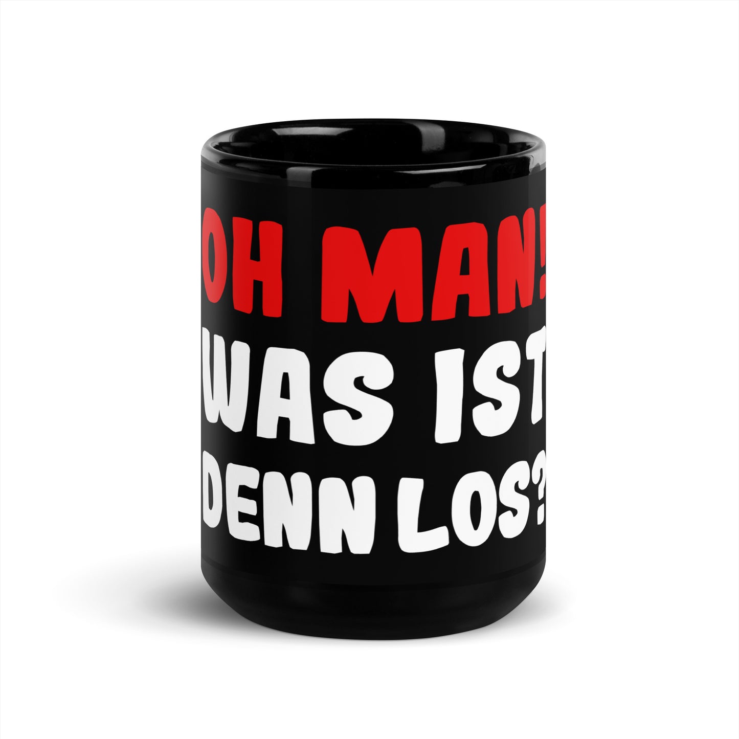 Mug noir brillant "Oh mec ! Que se passe-t-il ?"