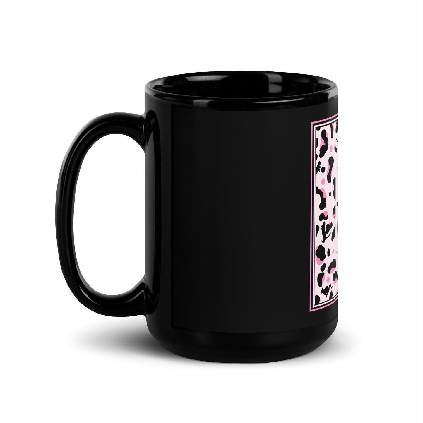 Schwarze glänzende Tasse Leopard Design "Leo Cat"