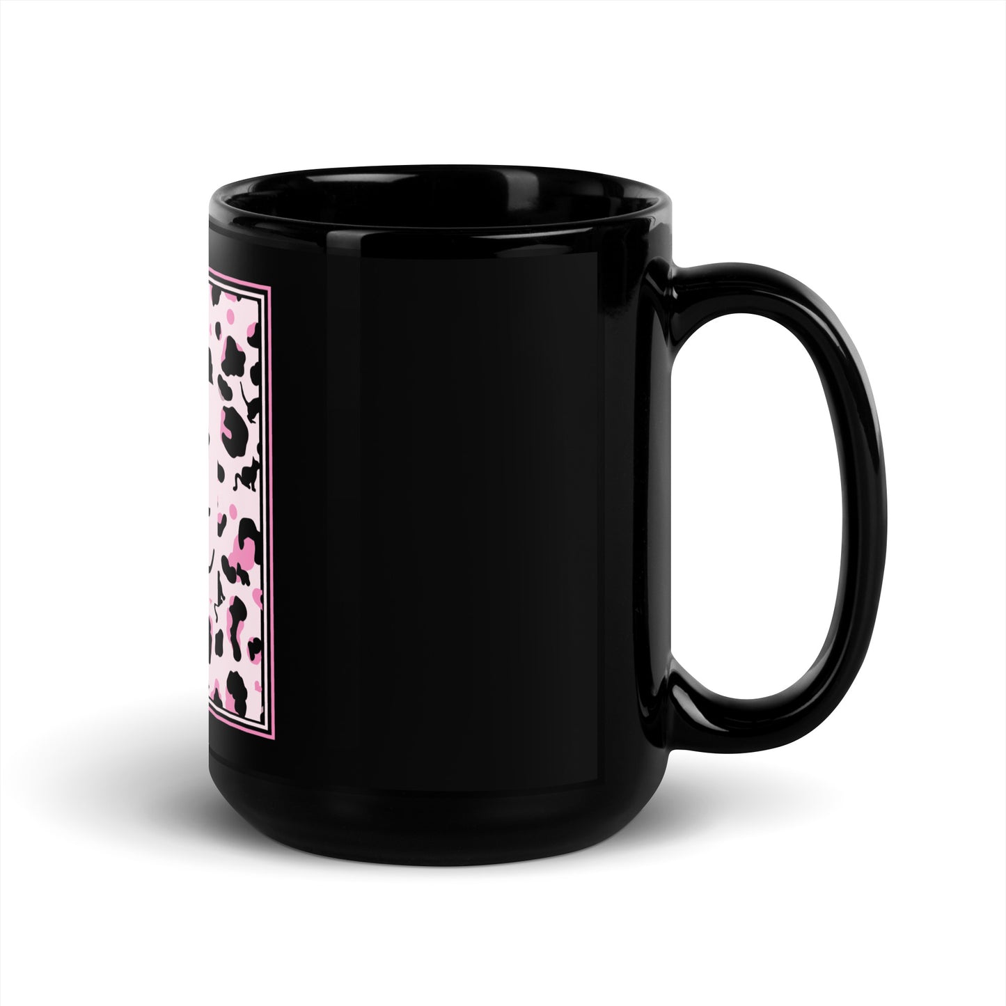 Schwarze glänzende Tasse Leopard Design "Leo Cat"