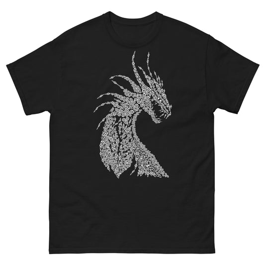 Unisex T-Shirt Drache mit nordischen Ornamenten Kalligraphie