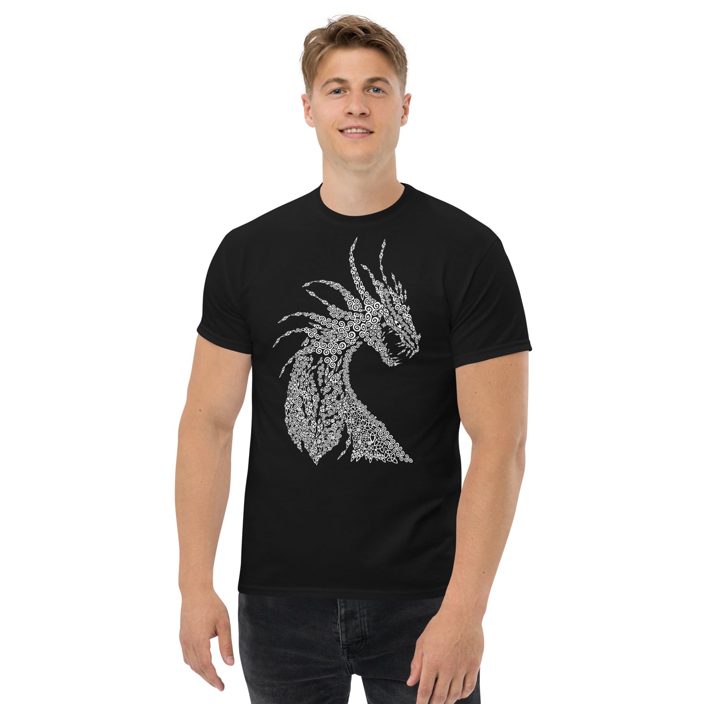 T-Shirt unisexe Dragon avec calligraphie d'ornements nordiques