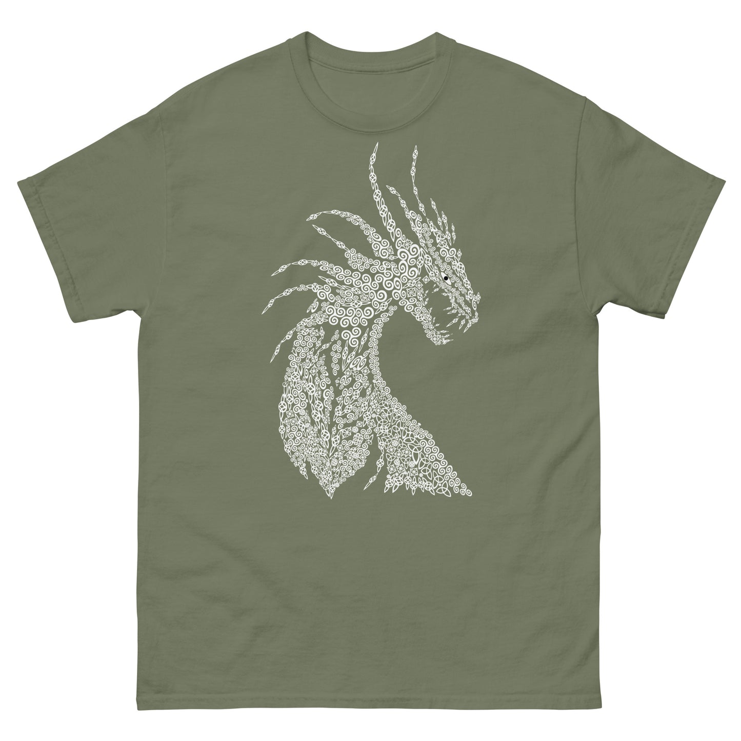 T-Shirt unisexe Dragon avec calligraphie d'ornements nordiques