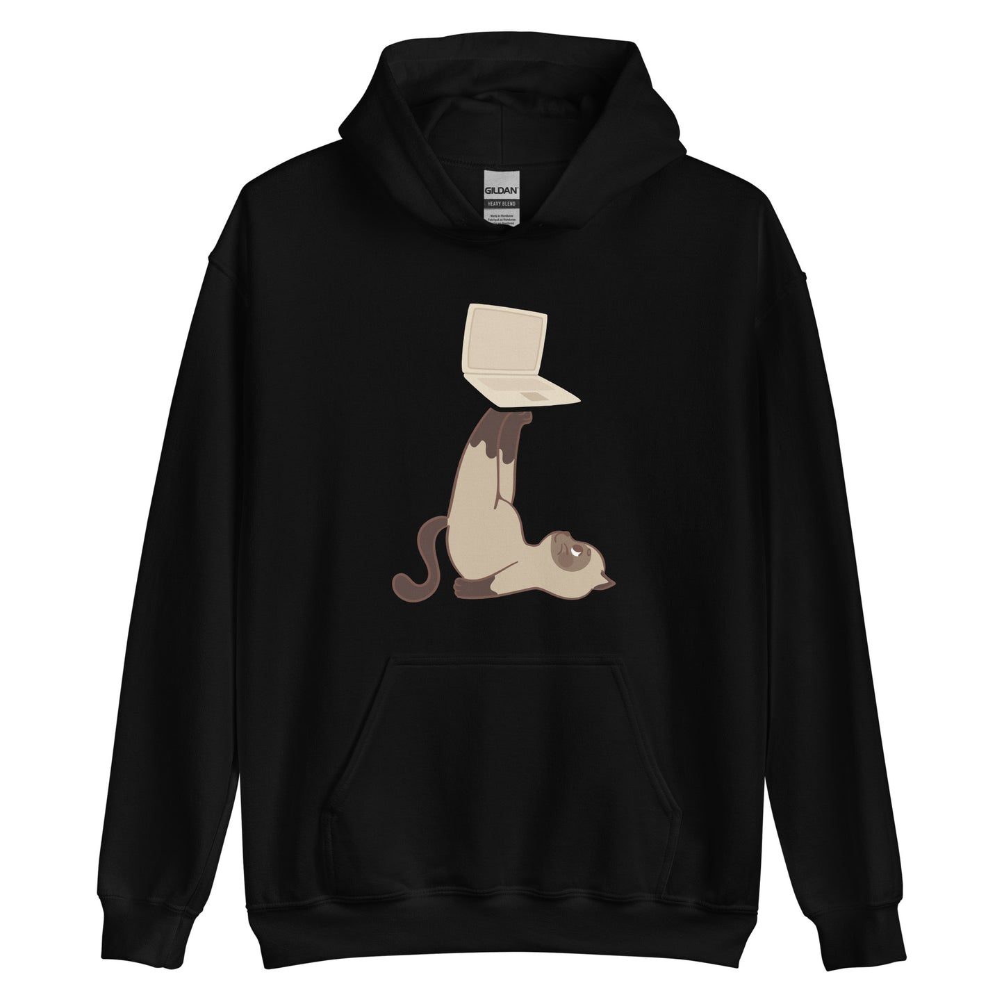 Unisex-Kapuzenpullover Katze mit Laptop