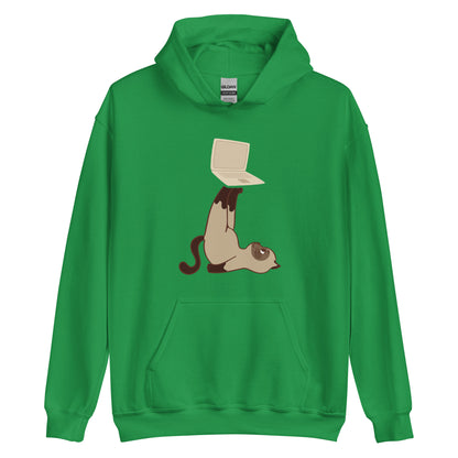 Unisex-Kapuzenpullover Katze mit Laptop