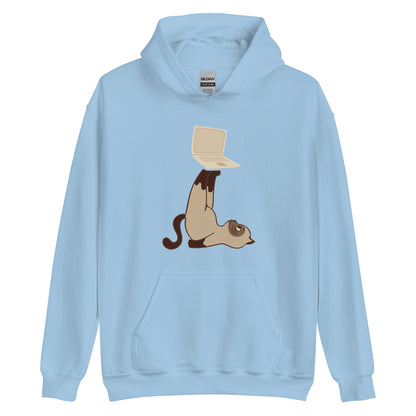 Unisex-Kapuzenpullover Katze mit Laptop