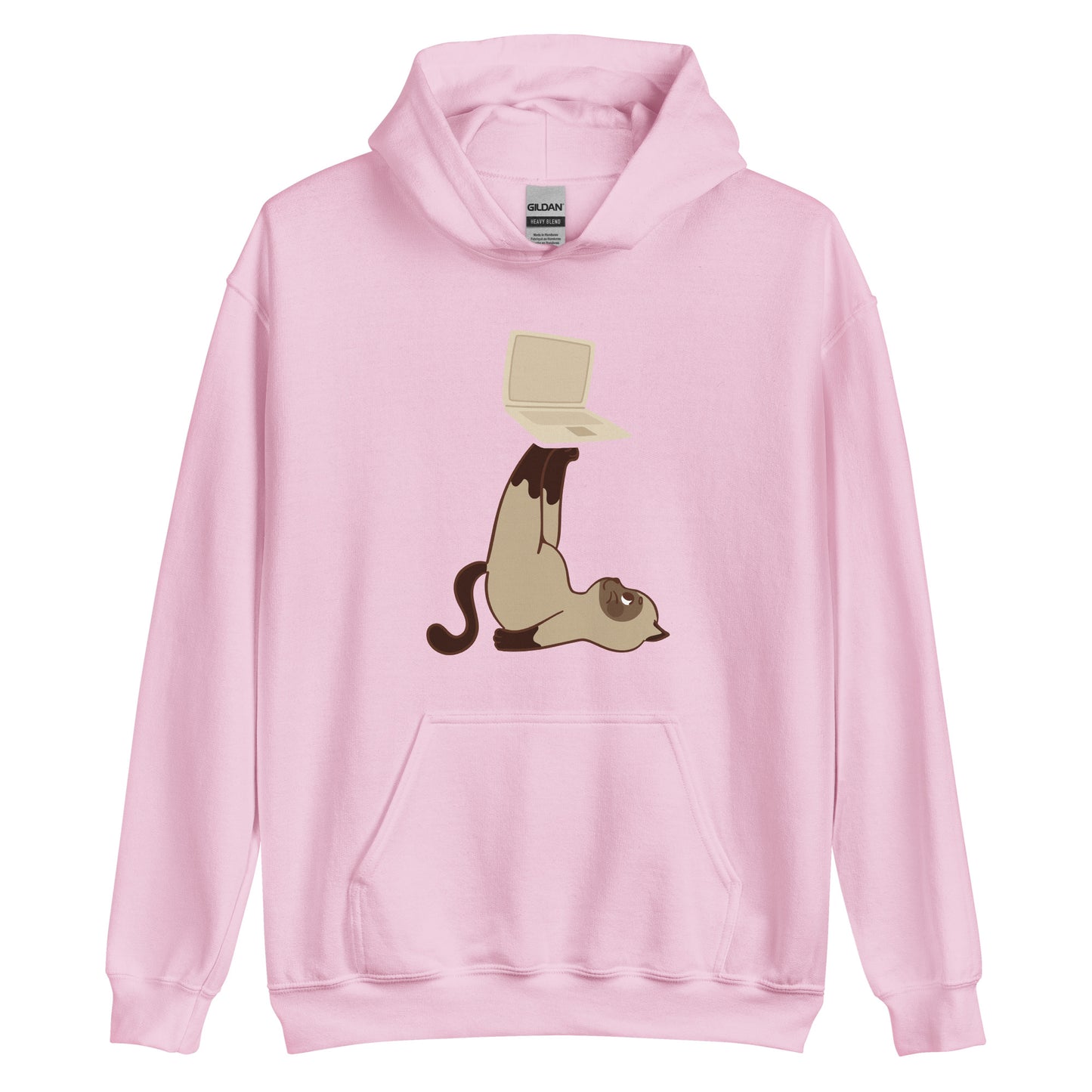 Unisex-Kapuzenpullover Katze mit Laptop