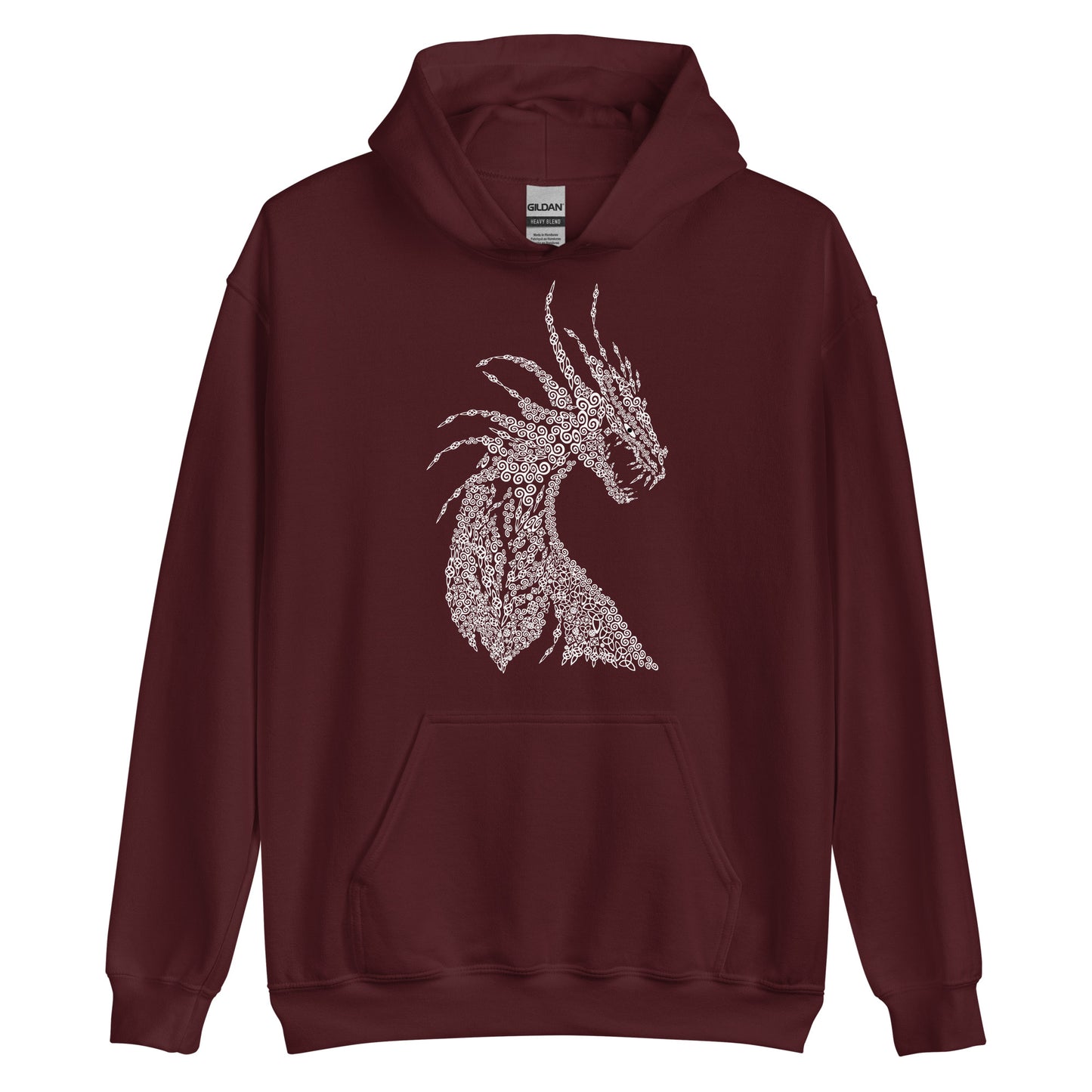 Unisex-Kapuzenpullover Drache mit nordischen Ornamenten Kalligraphie