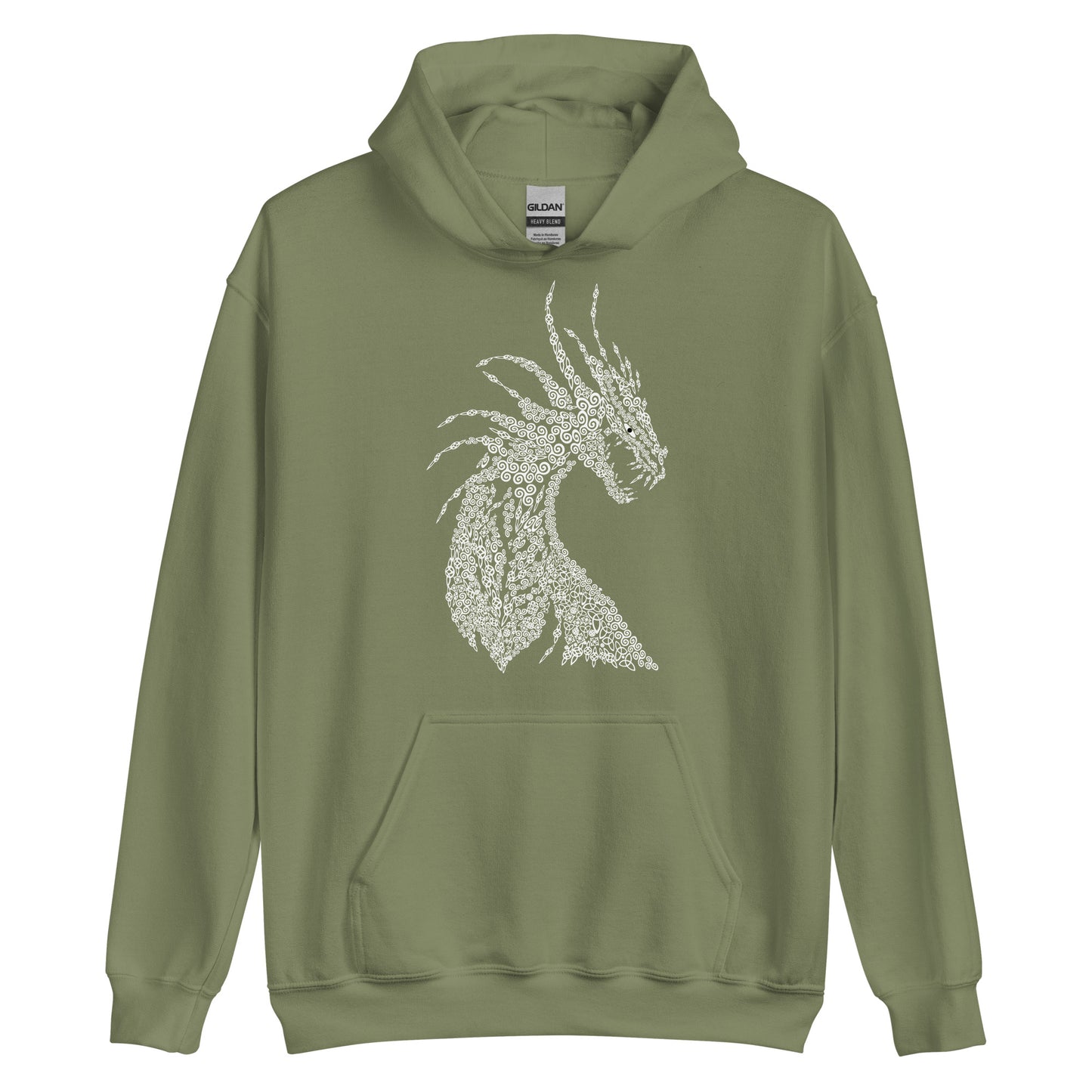 Unisex-Kapuzenpullover Drache mit nordischen Ornamenten Kalligraphie