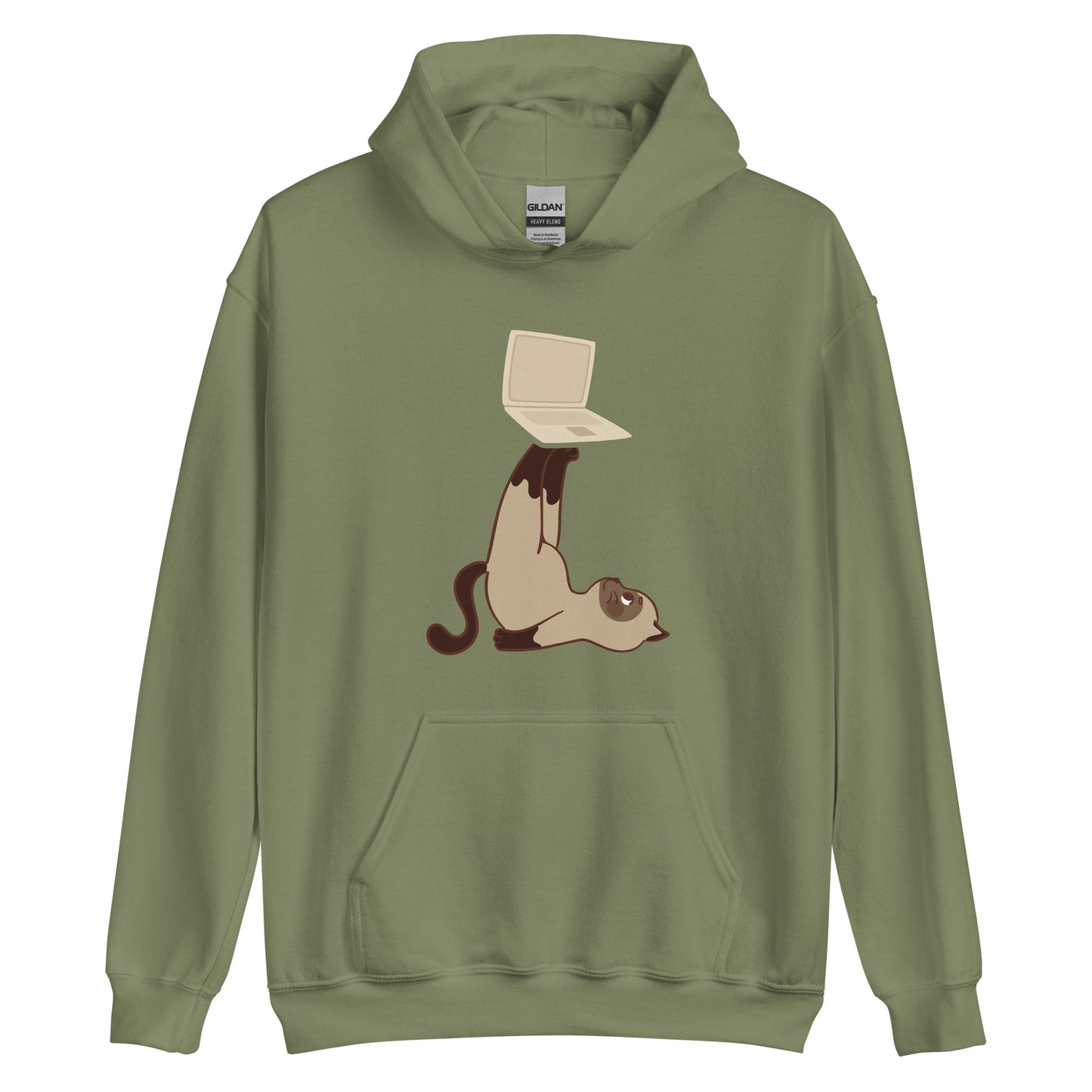 Unisex-Kapuzenpullover Katze mit Laptop