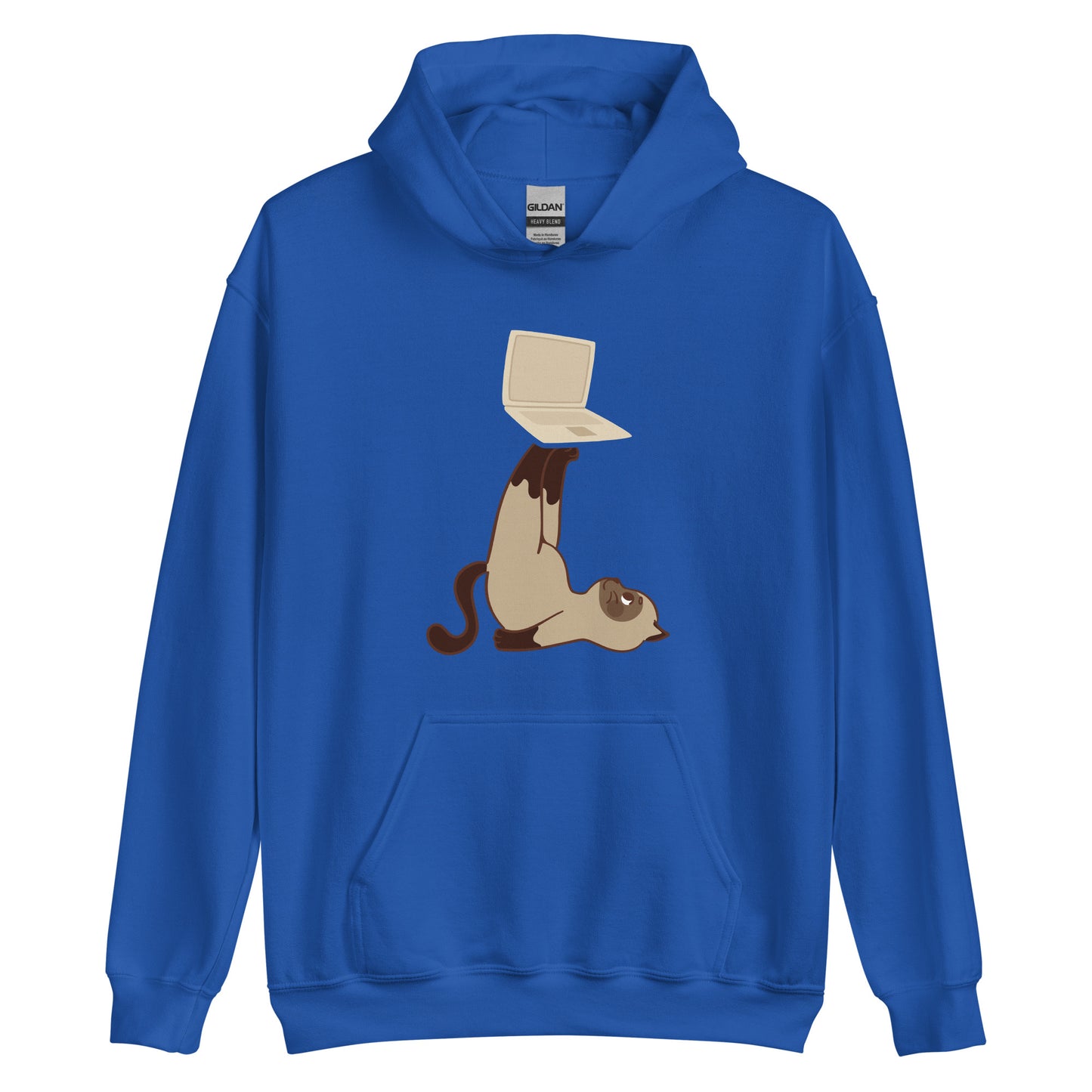 Unisex-Kapuzenpullover Katze mit Laptop