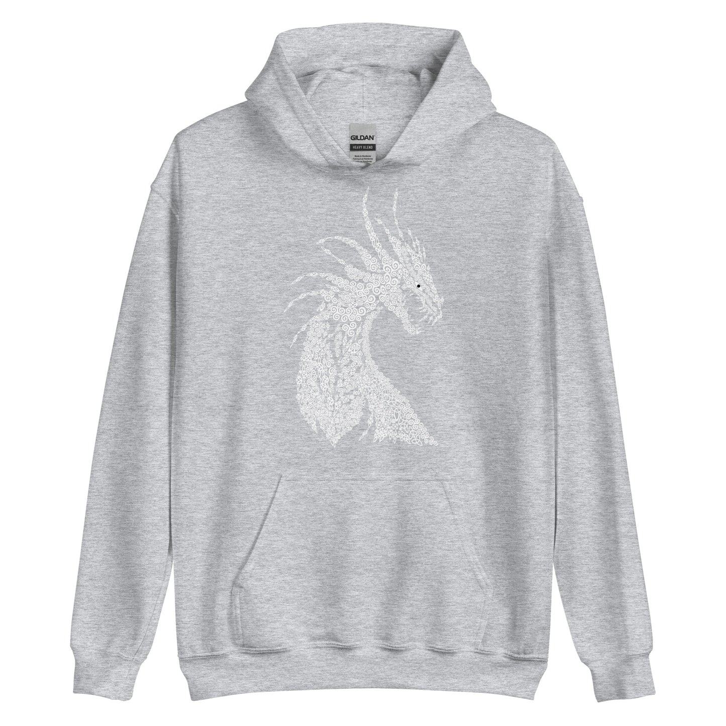 Unisex-Kapuzenpullover Drache mit nordischen Ornamenten Kalligraphie