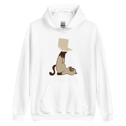 Unisex-Kapuzenpullover Katze mit Laptop