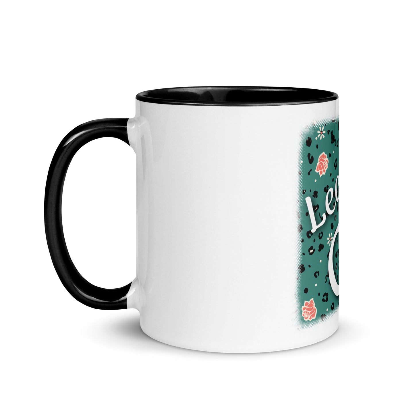 Tasse mit farbiger Innenseite Leoparden Design "Leo Love Cat"