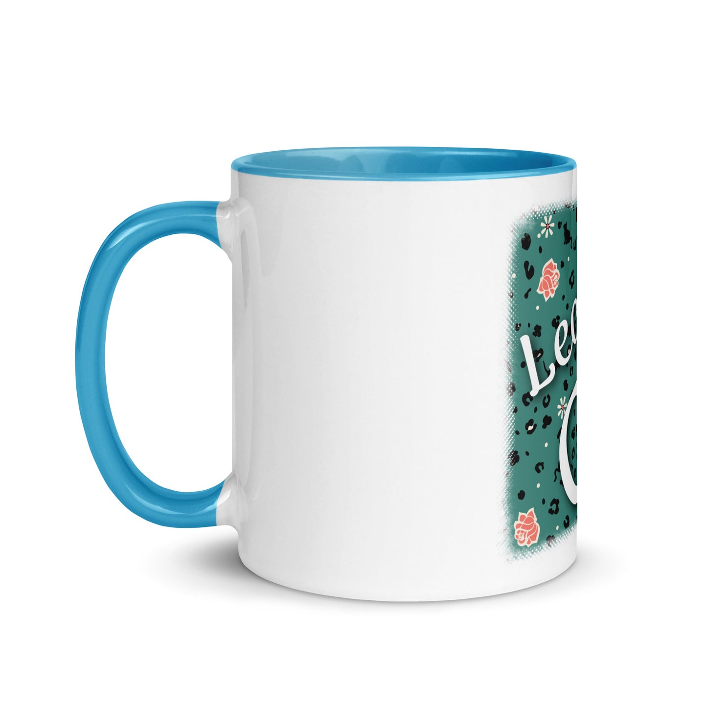 Tasse mit farbiger Innenseite Leoparden Design "Leo Love Cat"