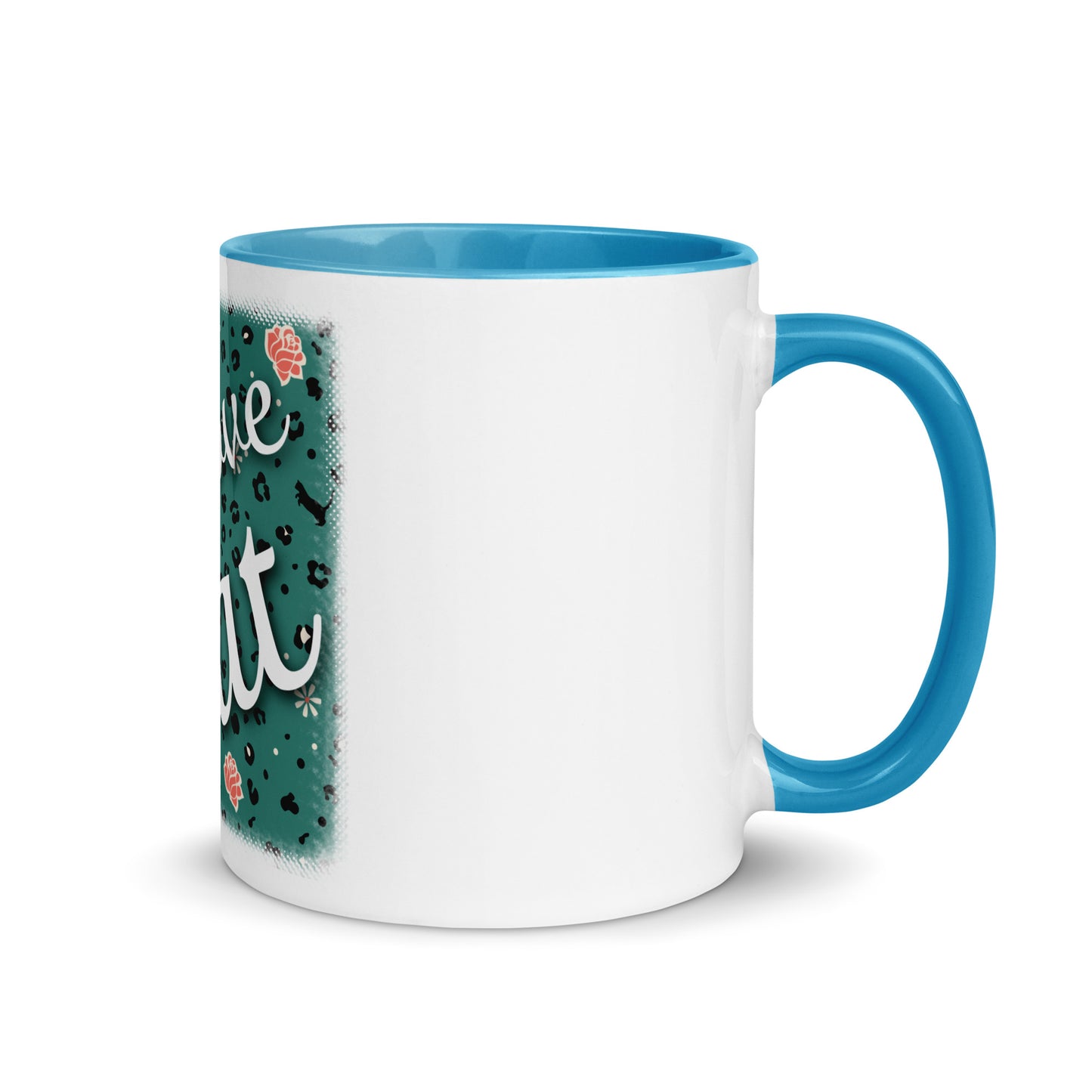 Tasse mit farbiger Innenseite Leoparden Design "Leo Love Cat"