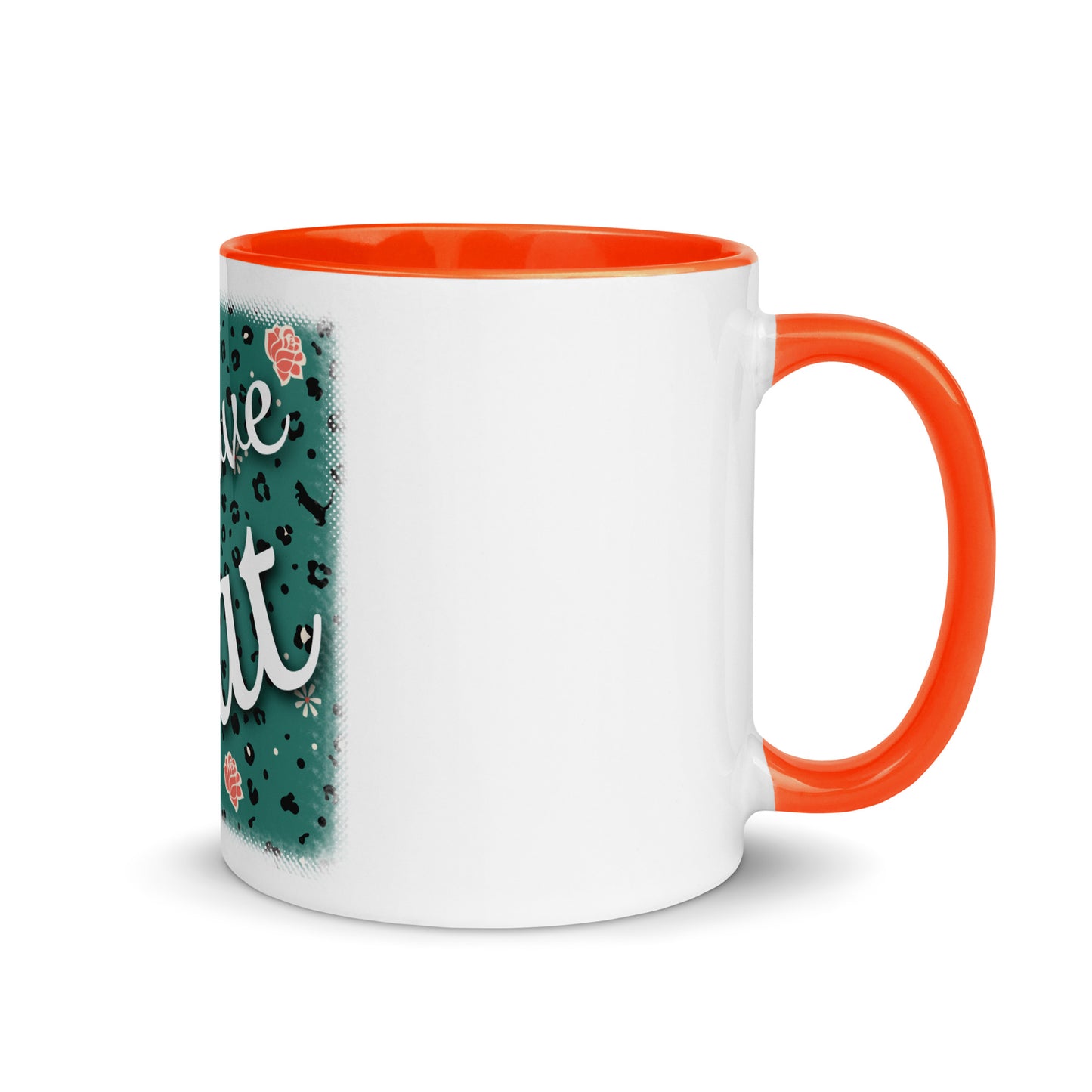 Tasse mit farbiger Innenseite Leoparden Design "Leo Love Cat"