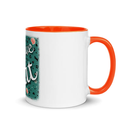 Tasse mit farbiger Innenseite Leoparden Design "Leo Love Cat"