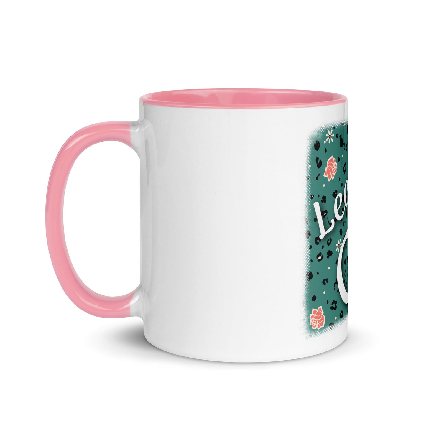 Tasse mit farbiger Innenseite Leoparden Design "Leo Love Cat"