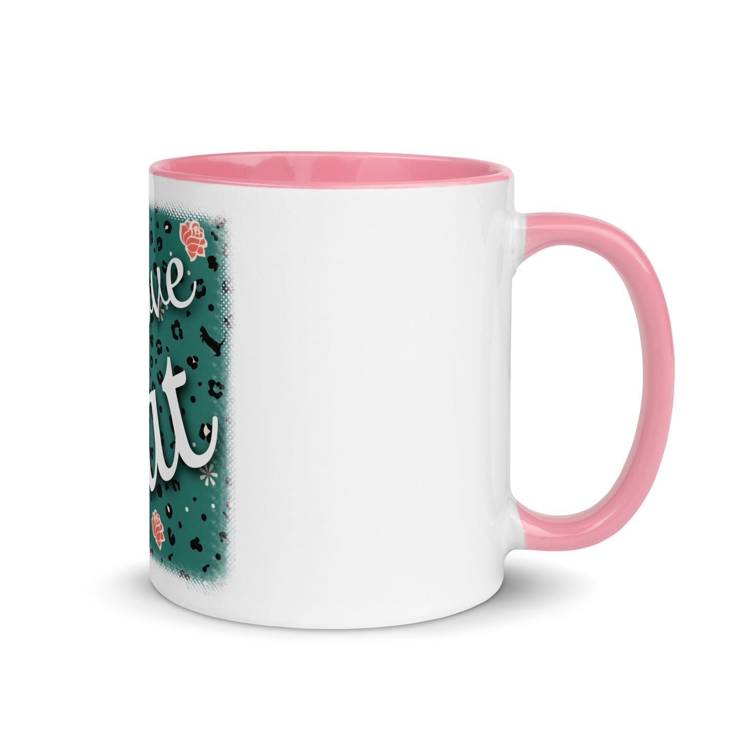 Tasse mit farbiger Innenseite Leoparden Design "Leo Love Cat"