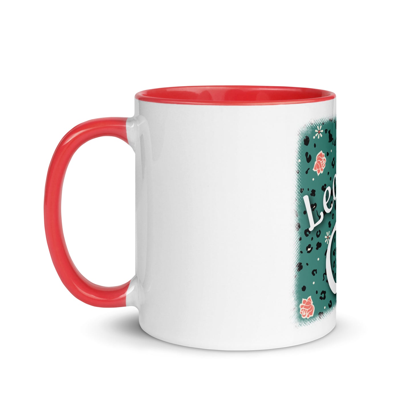 Tasse mit farbiger Innenseite Leoparden Design "Leo Love Cat"