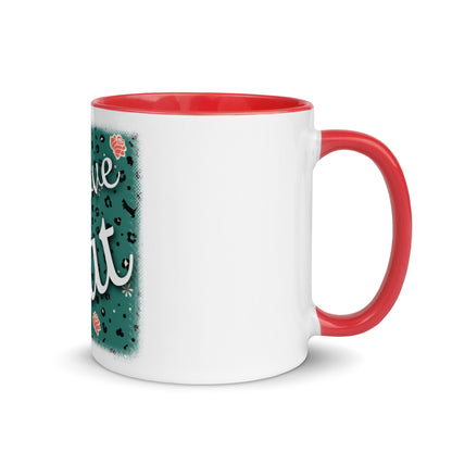 Tasse mit farbiger Innenseite Leoparden Design "Leo Love Cat"