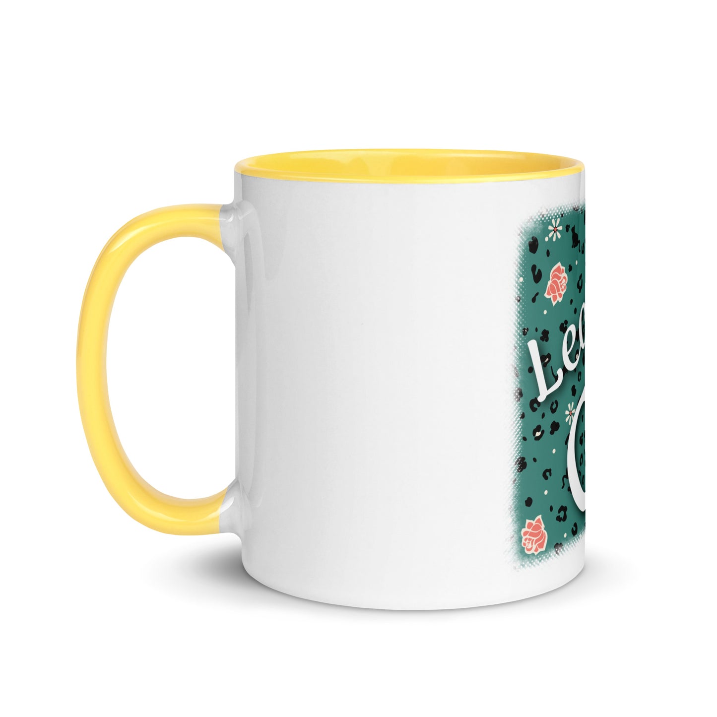 Tasse mit farbiger Innenseite Leoparden Design "Leo Love Cat"