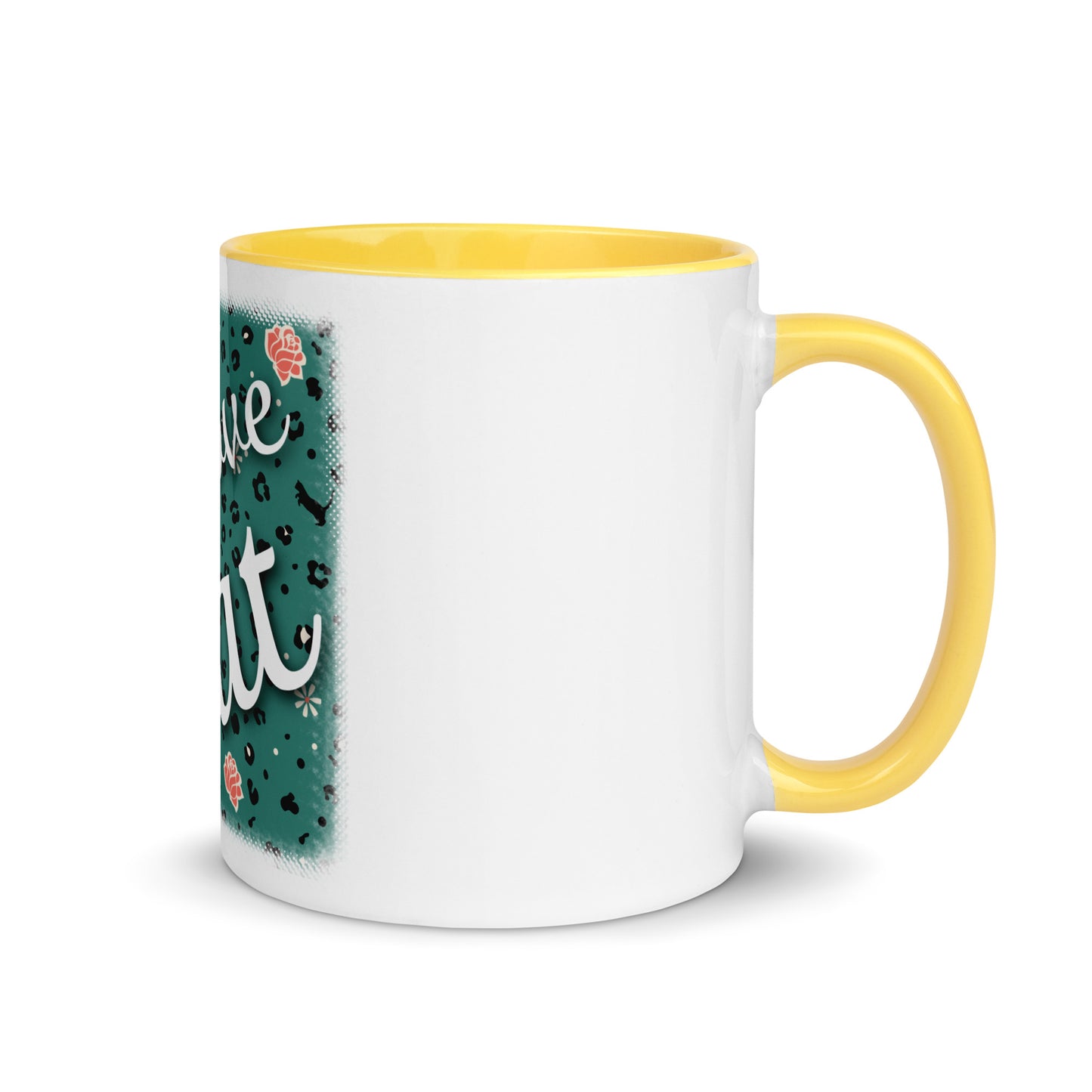 Tasse mit farbiger Innenseite Leoparden Design "Leo Love Cat"