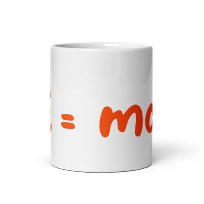 Weiße, glänzende Tasse "E=mc²"